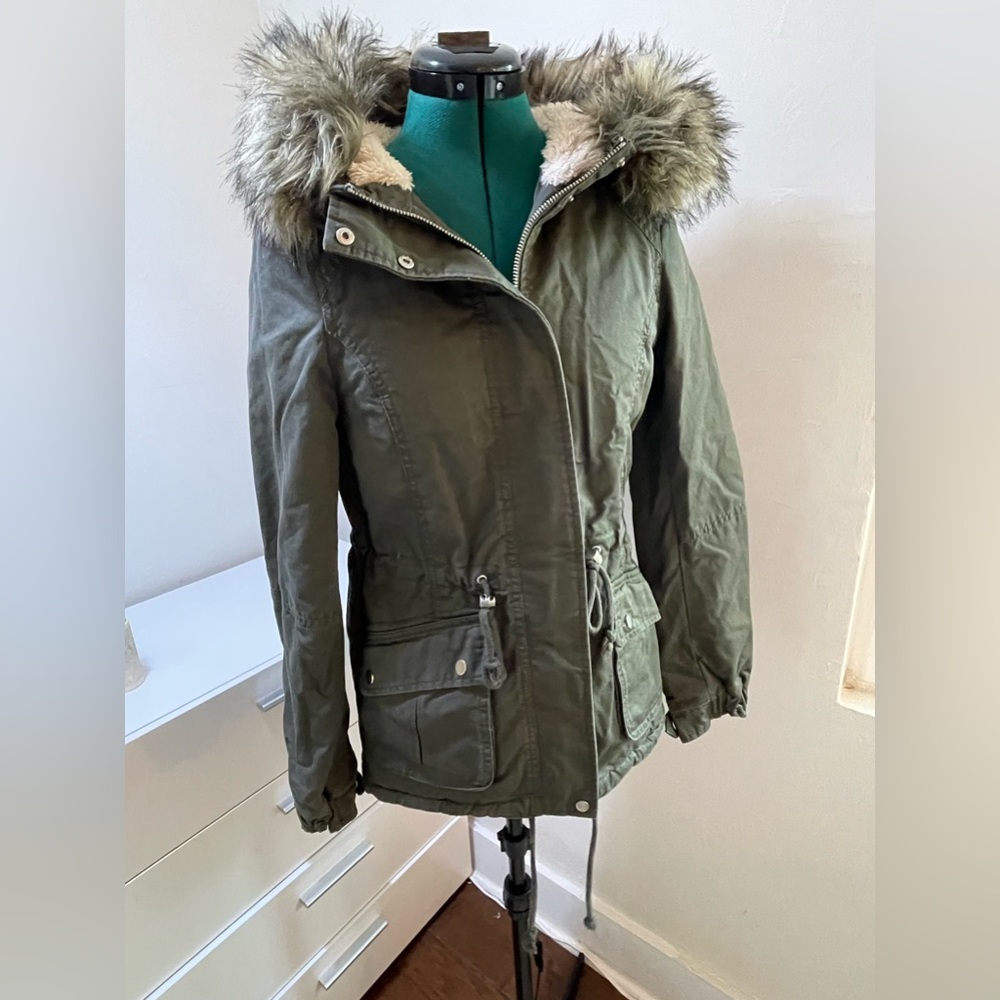 Relisting! - Parka with Faux Fur Lined Hood